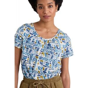 Seasalt Cornwall Appleseed Tee Multi Colored Watercolor Hedging Marks Size 12